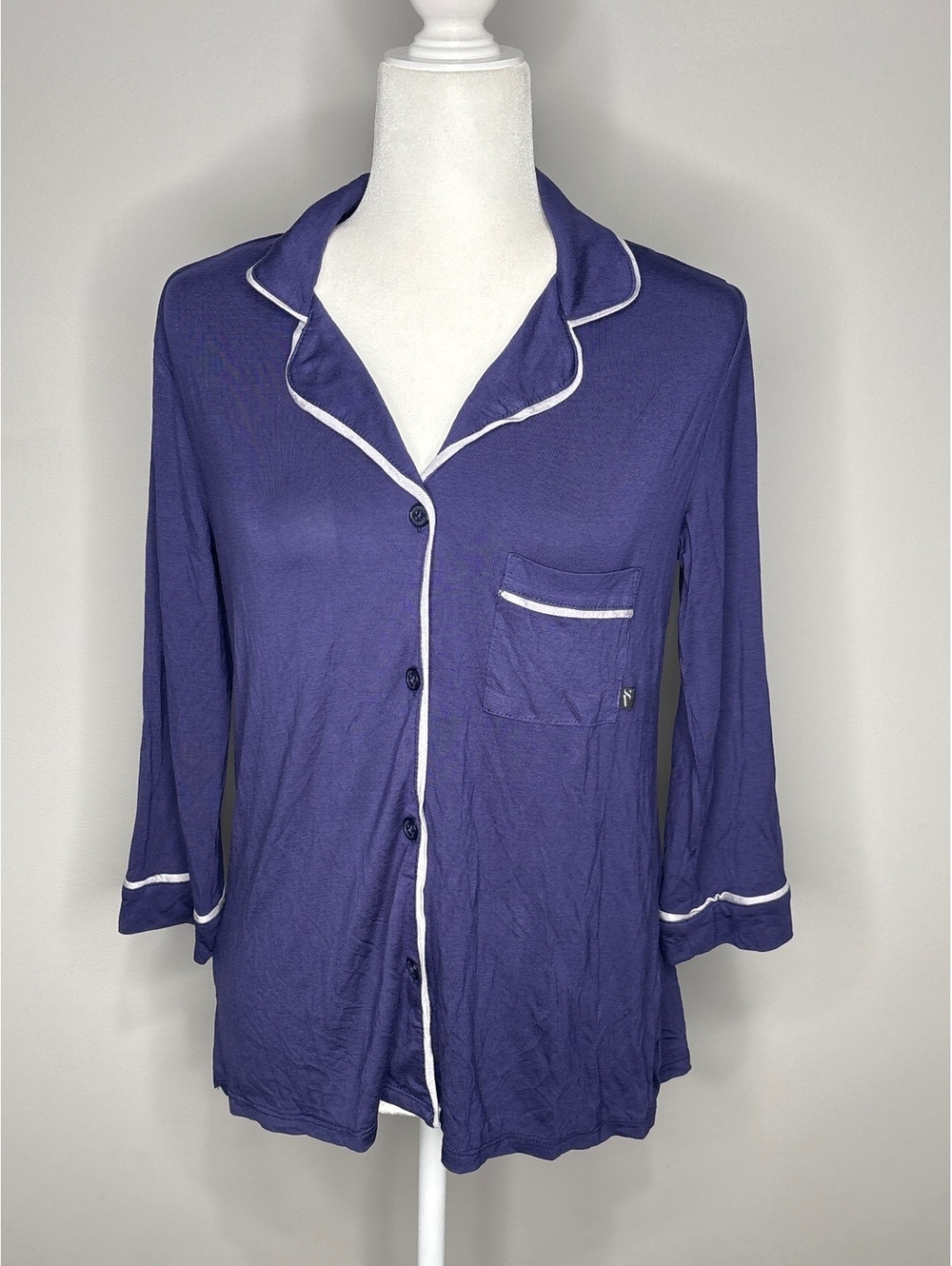 Simply Vera Vera Wang Navy Blue Rayon Spandex Pajama Top XS
